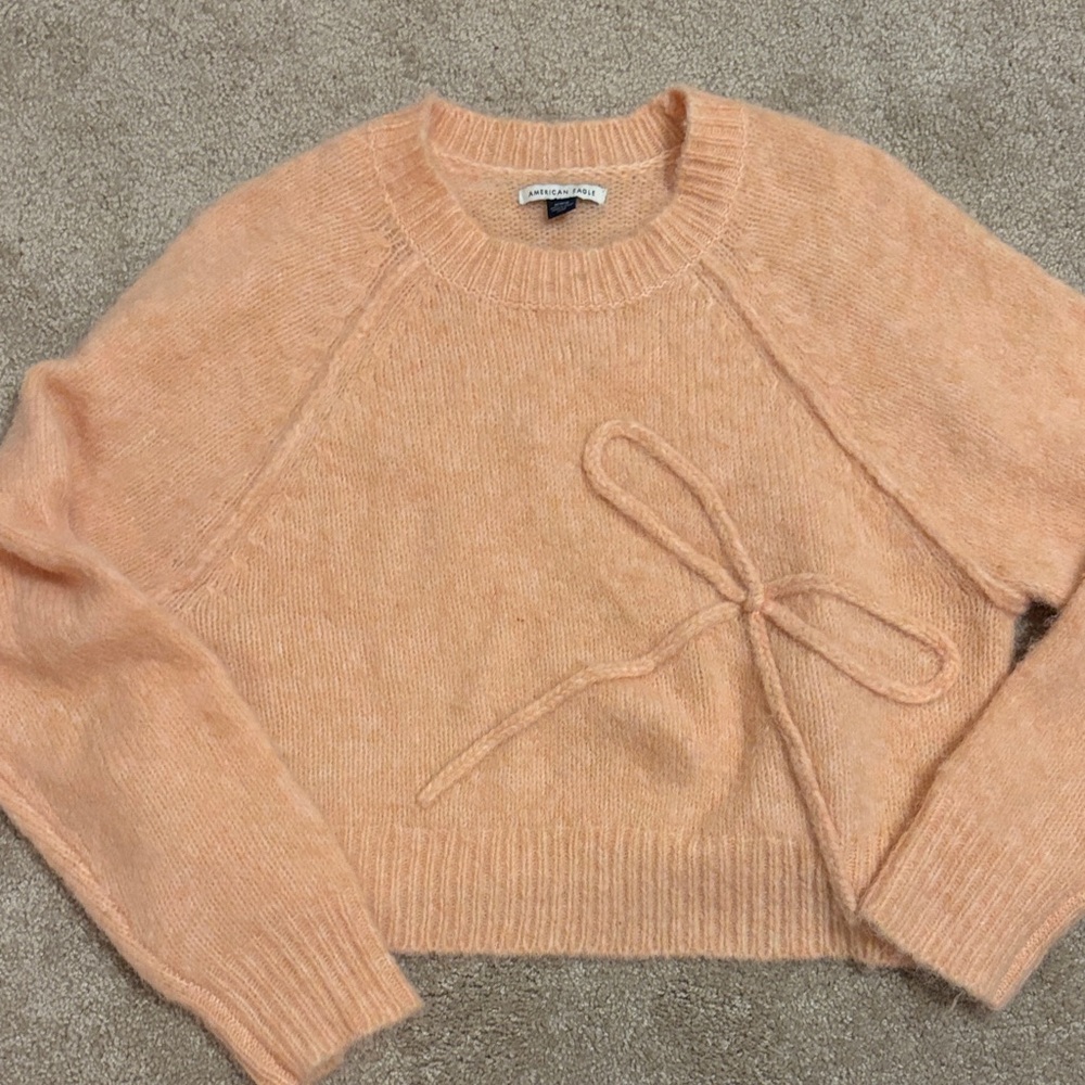American Eagle Outfitters Light Orange Crew Neck Sweater
